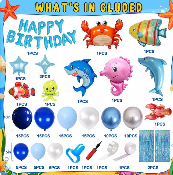 Ocean World Blue Balloon Set